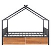 Full/Twin Size House-Shaped Metal Platform Bed Frame with Twin Size Trundle Bed/ Drawers 4S -ModernLuxe - 4 of 4