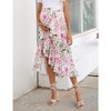 Women's Maternity Midi Skirt Pleated Elastic High Waist Summer Spring Boho Casual Ruffle Flowy Wrap Split Long Skirt - 3 of 4