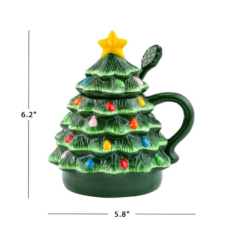 Mr. Christmas 16oz Lidded Nostalgic Christmas Tree Mug with Spoon, 4 of 5
