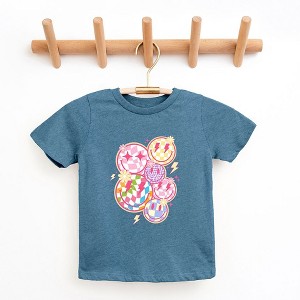 The Juniper Shop Colorful Checkered Smiley Face Toddler Short Sleeve Tee - 1 of 2