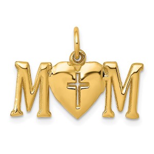 Black Bow Jewelry 14k Yellow Gold Mom with Cross Charm or Pendant, 22mm - 1 of 4
