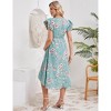 BLUEMING Maternity Dress for Women Summer V Neck Dress with Flutter Sleeve Tie Wasit High Low Hemline Dress Maternity Wedding Guest Dress - 2 of 4
