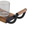 Olivia & May Set of 2 Farmhouse Glass/Metal Candle Holders with Handles with Wood Board Base Black: Rustic Pillar Candlestick Set - 3 of 4