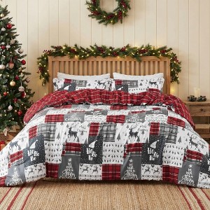3 Piece Christmas Duvet Cover Bedding Set - 1 of 4