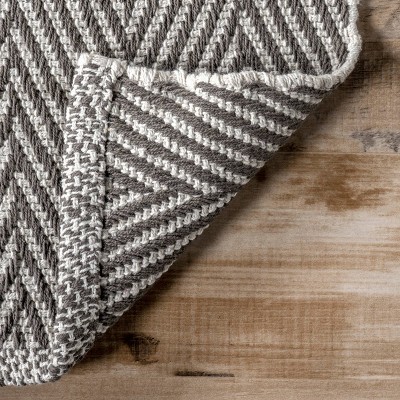 Gray Herringbone Handwoven Cotton 4' x 6' Rug