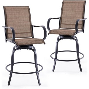 VisioGear Patio Counter and Bar Stools, 2 Pieces Bar Stools, Height Top Patio Barstools 360° Swivel, Brown, 25.2"*25.2"*48.6" - 1 of 4