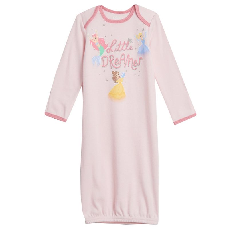 Disney Princess Baby Girls 3 Pack Long Sleeve Swaddle Sleeper Gowns Newborn , 4 of 9