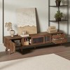 76" Modern TV Stand with Glass Doors, Wood-Grain Entertainment Center for TVs up to 85 Inches, Media Console with Storage for Living Room, Bedroom - 2 of 4