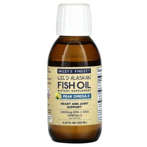 Wiley's Finest Wild Alaskan Fish Oil, Peak Omega-3, Natural Lemon, 2,300 mg, 4.23 fl oz (125 ml) - 1 of 3