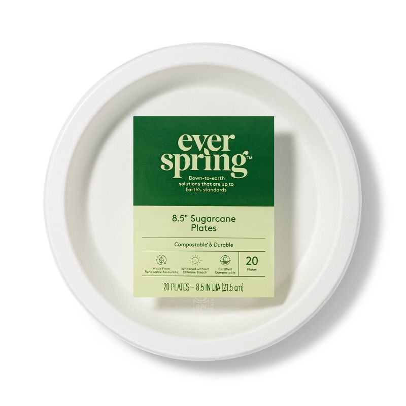 Disposable Plate 8.5&#34; - White - 20ct - Everspring&#8482;, 1 of 5