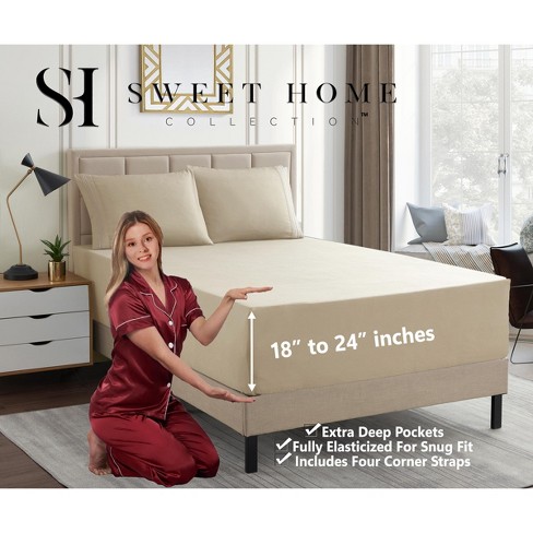 18-24 Extra Deep Pocket, Double Brushed High End Microfiber Sheet Set By  Sweet Home Collection™ : Target