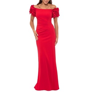 Women's Scuba Crepe Off Shoulder Ruffle Sleeve Gown - Xscape 12 - 1 of 3