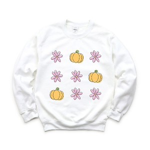 Simply Sage Market Women's Graphic Sweatshirt Pumpkin and Flowers - 1 of 4