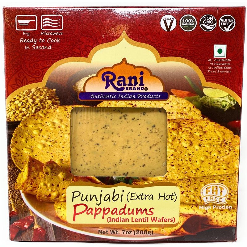 Ex-Hot Pappadums (Wafer Snack) - 7oz (200g) -  Rani Brand Authentic Indian Products, 1 of 5