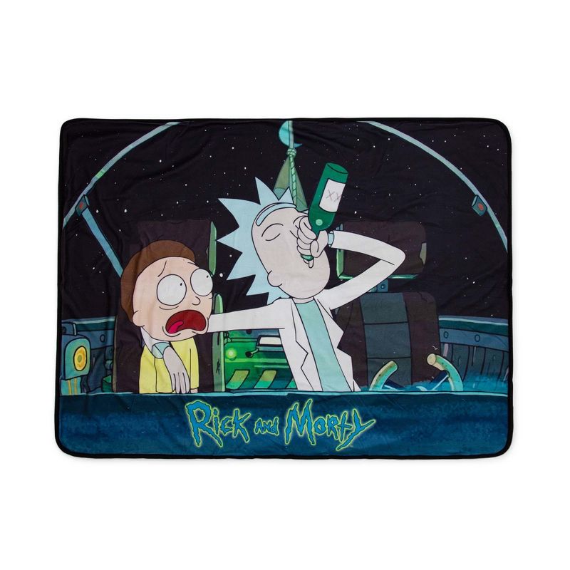 Just Funky Rick and Morty Spaceship 45 x 60 Inch Fleece Throw Blanket, 1 of 5
