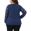 Agnes Orinda Women's Plus Size V Neck Lace Sheer Layer Long Sleeve Cross Strap Blouses - 4 of 4