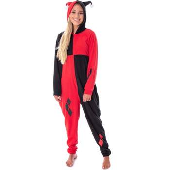 DC Comics Women's Harley Quinn Costume One Piece Union Suit Pajama Outfit 2X/3X Multicoloured
