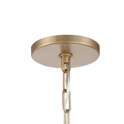 Aged Brass Elegance 5-Light Chandelier with White Silk Shade