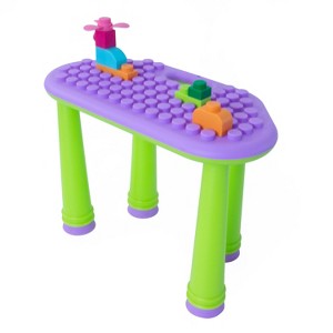 UNiPLAY Indoor/Outdoor Toddler Activity Table Set with 25 Piece Building Blocks - 1 of 4