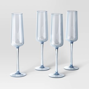 7.78oz 4pk Stemmed Champagne Cocktail Glass Set Blue - Threshold™: Luxury Glassware, Hand Wash, Cold Beverages - 1 of 4