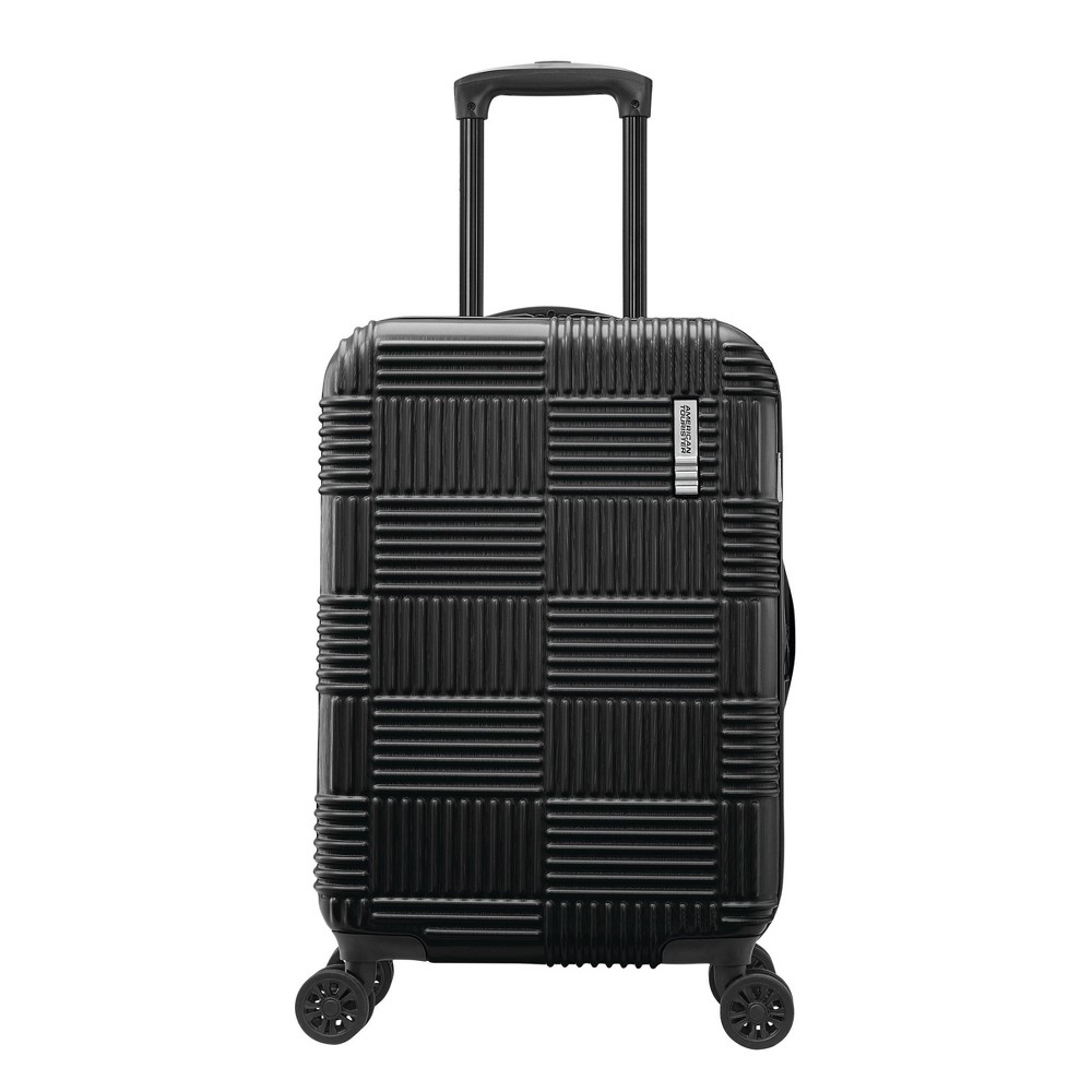 Photos - Luggage American Tourister NXT Checkered Hardside Carry On Spinner Suitcase - Blac 