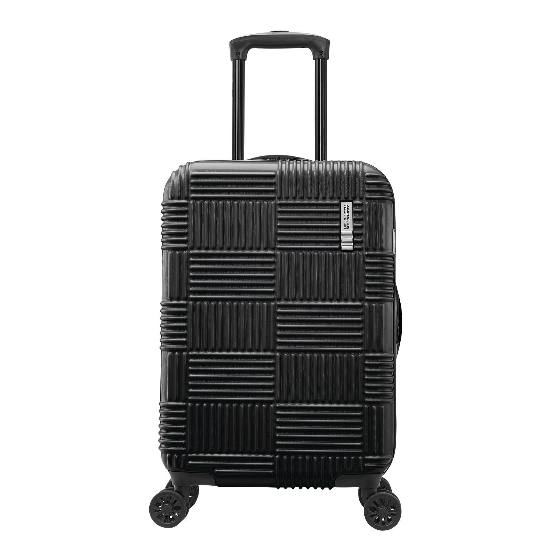 American Tourister NXT Hardside Large Checked Spinner Suitcase - Blackout: 8 Wheels, ABS Shell
