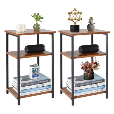 DOMETOUR 3 Tier End Table Side Table Open Storage Nightstand for Bedroom Living Room Office, Small Space Telephone Table Coffee Table