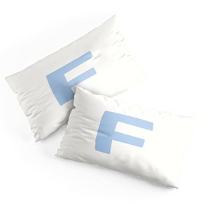 Deny Designs King April Lane Art Block Blue Monogram F Microfiber Printed Pillow Sham - 1 of 3