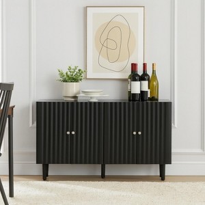 Homy Casa Sideboard Storage Cabinet with Doors and Adjustable Shelves, Black - 1 of 4