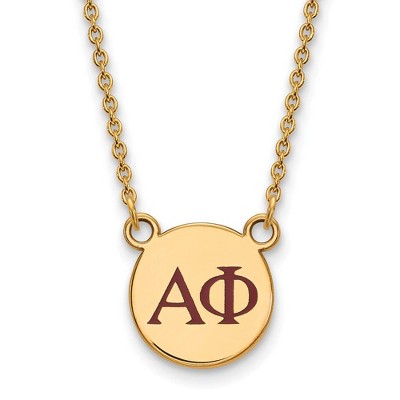 Black Bow Jewelry 14k Yellow Gold Plated Sterling Silver Alpha Phi Greek Life Necklace 18 Inch