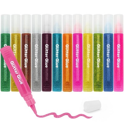 Glitter Glue Pens 12 Pack - Washable Non-Toxic Glitter Pens for Crafts, Decorating & Christmas Stockings, 10.5ml Each, Bright Colors by Enday