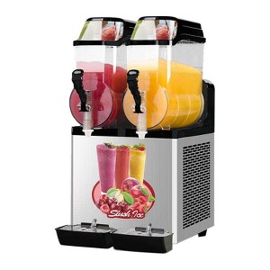 110V Commercial Smoothie Machine 30L Dual Tank 950W Stainless Steel Margarita Frozen Drinks with Powerful Compressor - 1 of 4