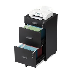 File Cabinet 3-Drawer Rolling Wood Cabinet for Home Office with Lock, Fits Letter/A4 Size - 1 of 4