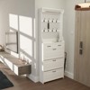 TiramisuBest New White Wooden Shoe Cabinet: 3 Doors, 2 Drawers, with Hangers and Spacious Storage - 3 of 4