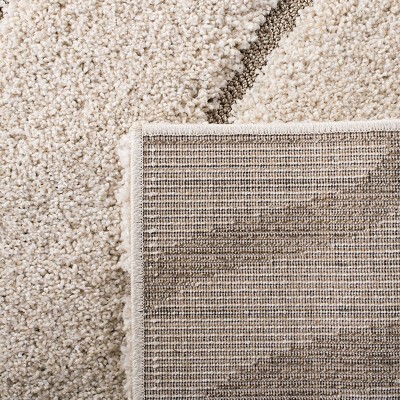 Cream and Beige Tufted Shag Area Rug