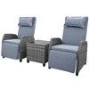 3-Piece Outdoor Patio Wicker Recliner Chair Set with Tempered Glass Table - 3 of 4