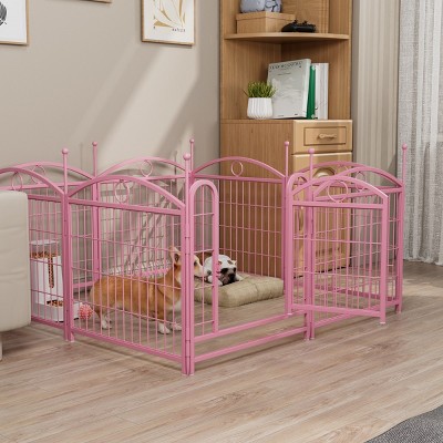 LAOTIES 24" Metal Dog Playpen,8 Panel Foldable Pet Exercise Fence with Door,Heavy Duty Indoor Play Yard for Dogs And Small Animals