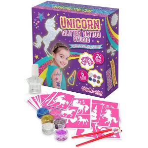 GirlZone 33 Fun Pieces Unicorn Glitter Tattoo for Kids, Face & Skin-Friendly - 1 of 4
