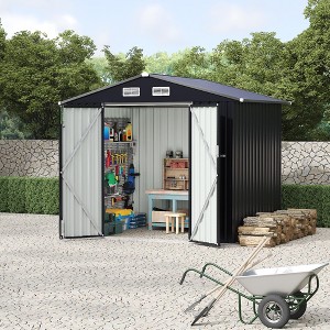 6x8 FT Outdoor Storage Shed with Lockable Door, Metal Garden Shed, Utility Galvanized Steel Shed, Patio Backyard Tool Storage,Bike Storage,Lawn Mower - 1 of 4