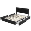 VECELO Upholstered Platform Bed Frame Platform with 4 Storage Drawers, Adjustable Velvet Rivets Headboard - 2 of 4