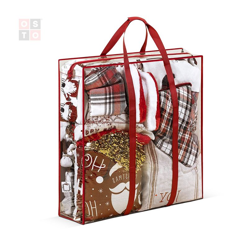 OSTO Holiday Accessory Bag Holds Various Holiday Accessories; Bag Is of Clear PVC, Has Durable Zipper, and A Pair of Carry Handles, 1 of 5