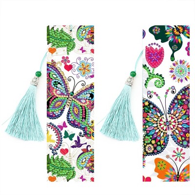Delicate Lovely Painting Tassel Bookmark Flower Theme Beaded Bookmarks Material Package Craft Supplies