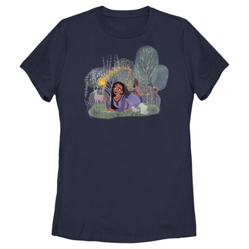 Women s Disney Wish Asha Make A Disney Wish T shirt Navy Blue Medium Target