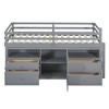 PAGED Simple Wooden Loft Bed Bunk Bed, Twin Size Bed Frame with Storage Drawers, Cabinet, Shelves and Guardrail for Kids, Teens - 3 of 4