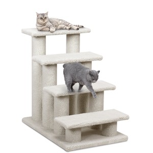 24''4-Step Pet Stairs Carpeted Ladder Ramp 8 Scratching Post Cat Tree Climber - 1 of 4