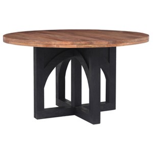 Treasure Trove Accents Gateway Round Dining Table 2 Cartons Natural/Black : Solid Wood, Pedestal Base, Seats 6 - 1 of 4