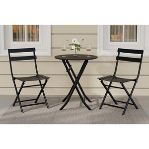 3 Piece Patio Set,Folding Patio Table and Chairs, Folding Outdoor Patio Furniture Sets,Weather Resistant Conversation Set for Yard Garden - 1 of 4