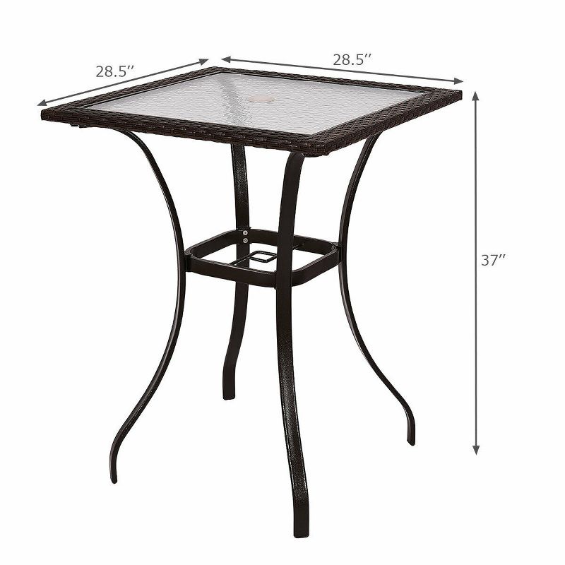 Outdoor Patio Rattan Wicker Bar Square Table Glass Top Yard Garden Furniture NEW, 2 of 9