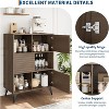 43" Fluted Storage Cabinet w/Sliding Doors - 3-Tier Adjustable Shelf Organizer for Living Room & Kitchen - 4 of 4