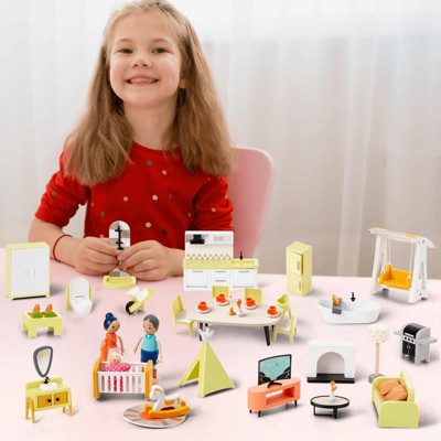 Etokfoks 85pcs Wooden and Plastic Dollhouse Furniture Set for 6 Rooms Modern Pretend Play Accessories for Kids Toddlers Ages 3 and Up — фото 6